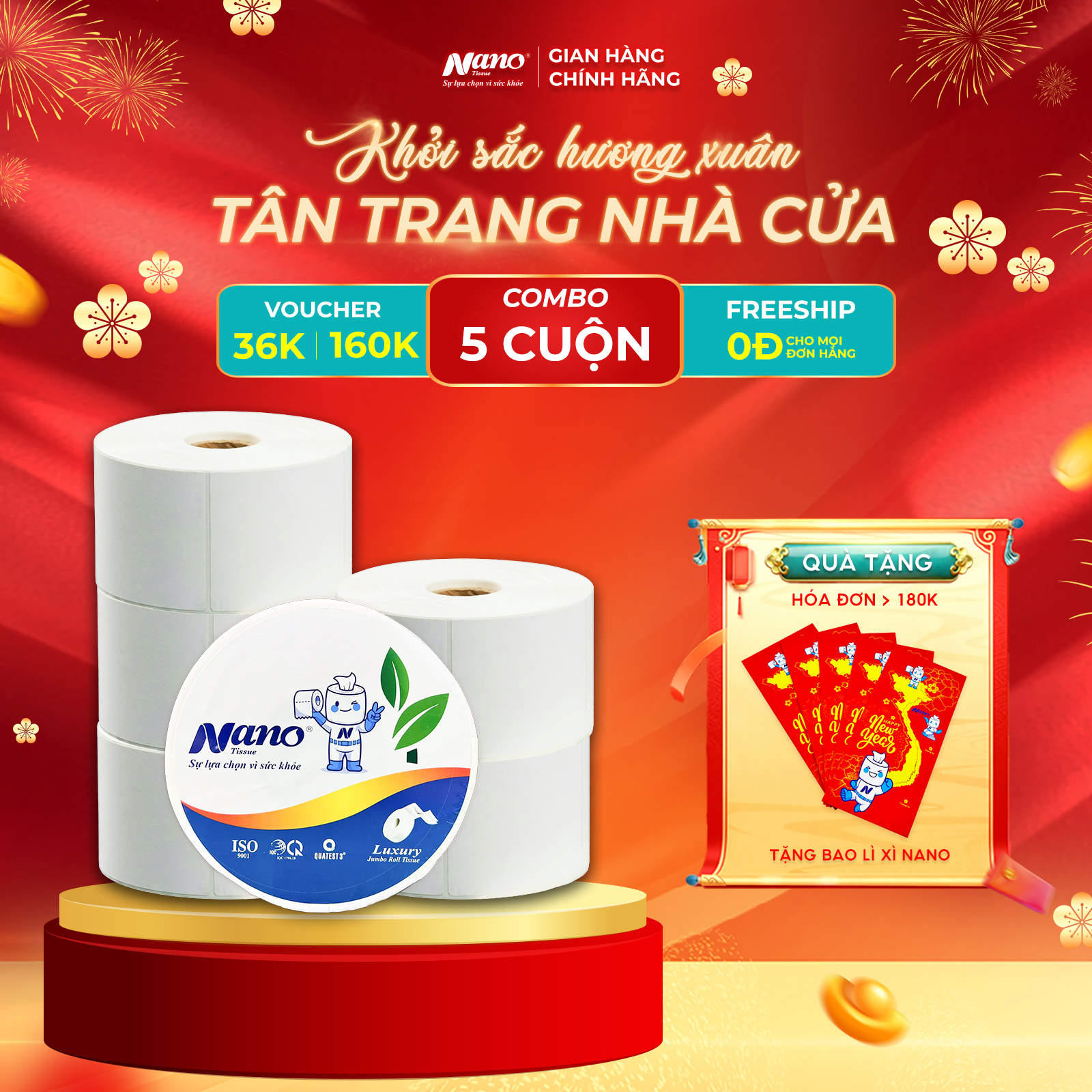 Giấy vệ sinh cuộn lớn 700g